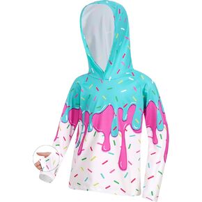 Boys Kids Fishing Shirt UPF 50+ Quick Dry Hooded Sun Protection Rash Guard with Thumb Hole 7-14 Years in Kuwait