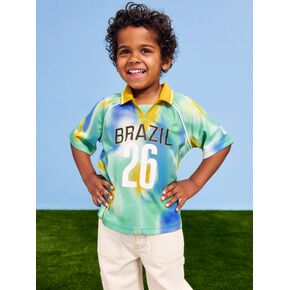 تي شيرت جيرسي بياقة نمط الحياة للجنسين من Old Navy كأس العالم FIFA 26™ البرازيل للأطفال الصغار - البرازيل in Kuwait