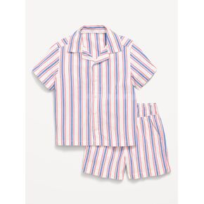 طقم قميص وسروال قصير من قماش البوبلين مخطط باللون الكحلي القديم للأولاد الصغار - شريط بملح البحر in Kuwait