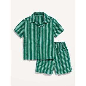 طقم قميص وشورت بوبلين مخطط من Old Navy للأولاد الصغار - بوتانيكا in Kuwait