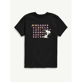 Old Navy Peanuts I Love You Snoopy Word Search Short Sleeve Graphic T-Shirt For Toddler - Black in Kuwait