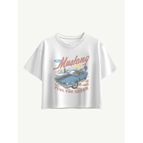 Old Navy Ford Mustang Fuel The Dream Short Sleeve Boxy Graphic T-Shirt For Girls - White in Saudi Arabia