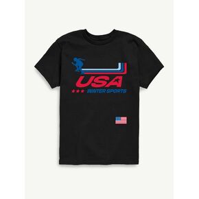 Old Navy USA Winter Sports Short Sleeve Graphic T-Shirt For Kids - Black in Kuwait