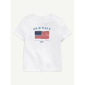 تي شيرت مطبوع عليه علم Old Navy Heritage 2001 للأطفال الصغار - أبيض in Kuwait