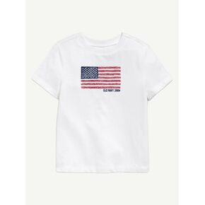 تي شيرت مطبوع عليه علم Old Navy Heritage 2004 للأطفال الصغار - أبيض in Kuwait