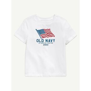 تي شيرت مطبوع عليه علم Old Navy Heritage 2003 للأطفال الصغار - أبيض in Kuwait