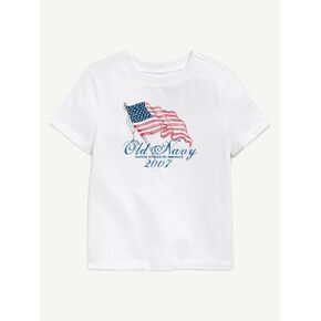 تي شيرت مطبوع عليه علم Old Navy Heritage 2007 للأطفال الصغار - أبيض in Kuwait