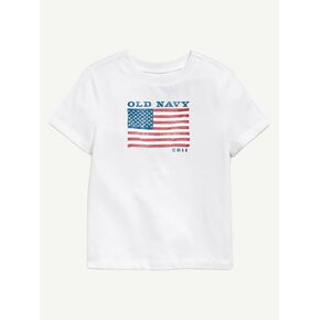 تي شيرت مطبوع عليه علم Old Navy Heritage 2011 للأطفال الصغار - أبيض in Kuwait