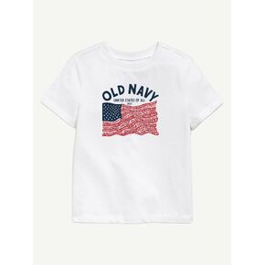 تي شيرت مطبوع عليه علم Old Navy Heritage 2022 للأطفال الصغار - أبيض in Kuwait
