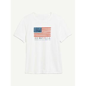 Old Navy Heritage 1996 Flag Graphic T-Shirt For Women - WHITE in Kuwait