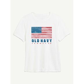 Old Navy Heritage 1998 Flag Graphic T-Shirt For Women - WHITE in Kuwait