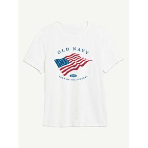 Old Navy Heritage 2000 Flag Graphic T-Shirt For Women - WHITE in Kuwait