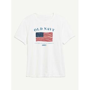 Old Navy Heritage 2001 Flag Graphic T-Shirt For Women - WHITE in Kuwait