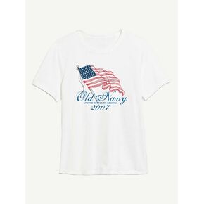 Old Navy Heritage 2007 Flag Graphic T-Shirt For Women - WHITE in Kuwait