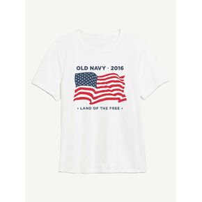 Old Navy Heritage 2016 Flag Graphic T-Shirt For Women - WHITE in Kuwait