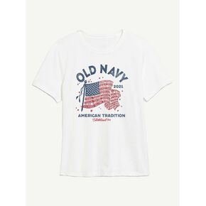 Old Navy Heritage 2021 Flag Graphic T-Shirt For Women - White in Kuwait