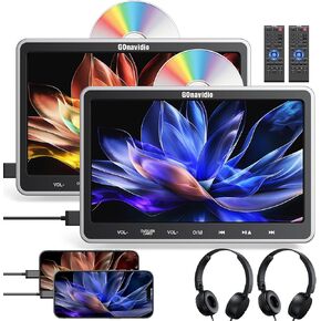 مشغلات DVD للسيارة مقاس 10.1 بوصة للأطفال مع مدخل HDMI وسماعات رأس، تدعم تشغيل أقراص DVD نفسها/المختلفة، الذاكرة الأخيرة، المنطقة الحرة، بطاقة USB SD (مشغلان DVD لمسند الرأس) in Kuwait