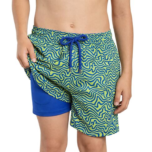 Capelle Miami Dad & Son Matching Swim Trunks - Deco Maze - Key Lime in Saudi Arabia