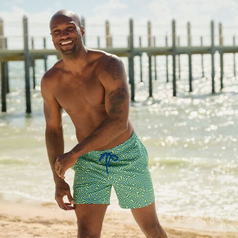 Capelle Miami Dad & Son Matching Swim Trunks - Deco Maze - Key Lime in Saudi Arabia