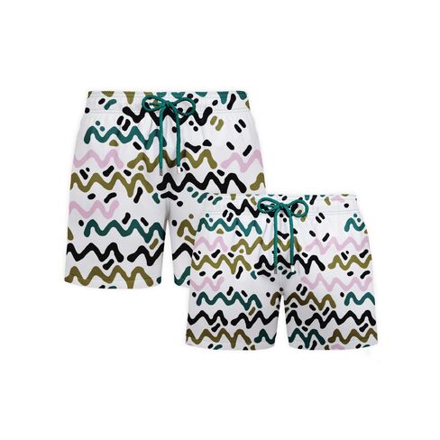 Capelle Miami Dad & Son Matching Swim Trunks - Line Rush - Orchid and Kelp in Saudi Arabia