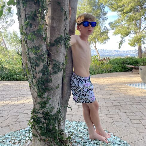 Capelle Miami Dad & Son Matching Swim Trunks - Line Rush - Orchid and Kelp in Saudi Arabia
