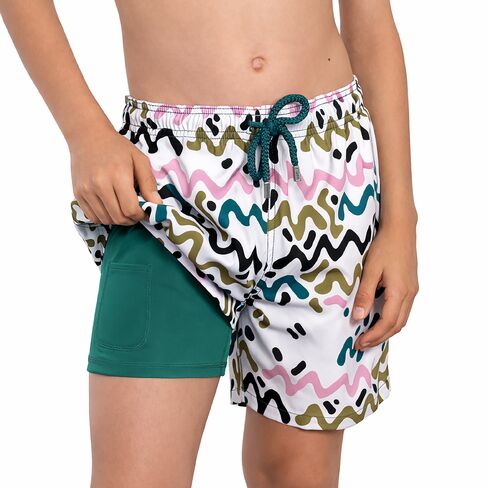 Capelle Miami Dad & Son Matching Swim Trunks - Line Rush - Orchid and Kelp in Saudi Arabia