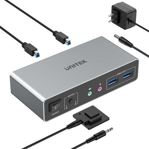 Unitek HDMI KVM Switch 2 Monitors 2 Computers 4K@60Hz USB 3.0 KVM Switches Share Dual HDMI Monitors 3 USB Ports for Keyboard Mouse Hard Drives Mic Headset Ports 2 USB-B Cable DC 5V Adapter Controller in Saudi Arabia
