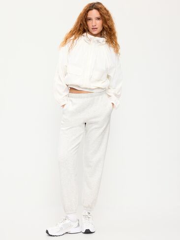 Old Navy High-Waisted Cinched-Ankle Sweatpants - Light Gray Heather in Saudi Arabia