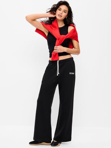 Old Navy High-Waisted Fleece Wide-Leg Sweatpants - Black Jack in Saudi Arabia