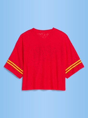 Old Navy FIFA World Cup 26™ Spain Boxy Lace V-Neck T-Shirt for Women - Spain in Saudi Arabia