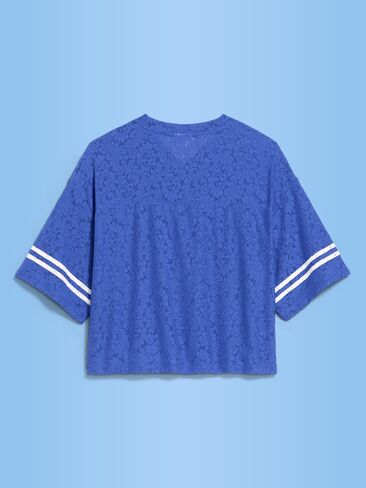 Old Navy FIFA World Cup 26™ France Boxy Lace V-Neck T-Shirt for Women - France in Saudi Arabia