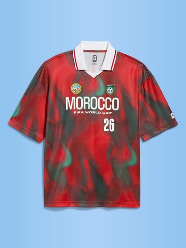 تي شيرت جيرسي بياقة بنمط الحياة المغربية لكأس العالم FIFA 26™ Old Navy للرجال - المغرب in Saudi Arabia