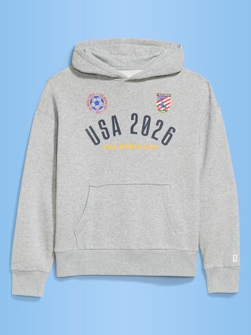 Old Navy FIFA World Cup 26™ USA Oversized Pullover Hoodie for Men - Heather Gray in Saudi Arabia