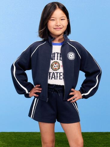 Old Navy Dynamic Fleece USA Full-Zip Graphic Jacket for Girls - Navy Blue in Saudi Arabia
