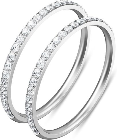 2 حزمة من خواتم التراص المطلية بالذهب عيار 14 قيراط لـ Oura Gen 4/ Oura Gen 3، مكعب زركونيا مقلد الماس Oura Ring Stack للنساء in Saudi Arabia