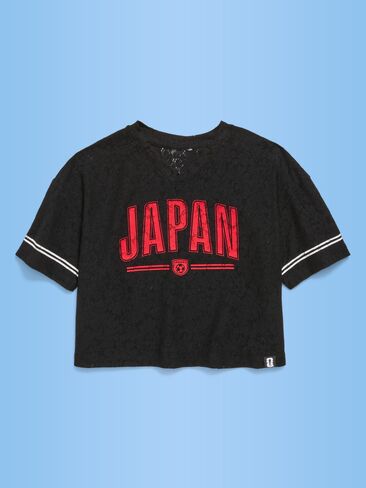 Old Navy FIFA World Cup 26™ Japan Boxy Lace V-Neck T-Shirt for Girls - Japan in Saudi Arabia
