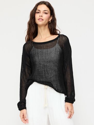 Old Navy Open-Stitch Cropped Sweater - Black Jack in Saudi Arabia