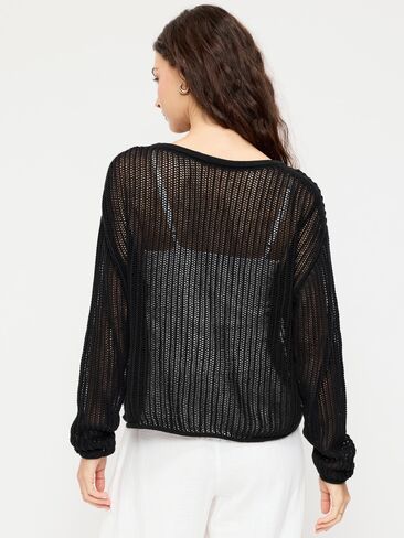 Old Navy Open-Stitch Cropped Sweater - Black Jack in Saudi Arabia