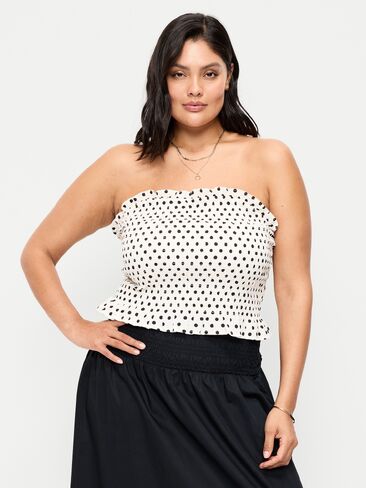 Old Navy Smocked Bodice Tube Top - Black & White Dots in Saudi Arabia