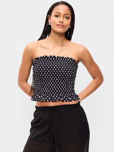 Old Navy Smocked Bodice Tube Top - Black Dots in Saudi Arabia