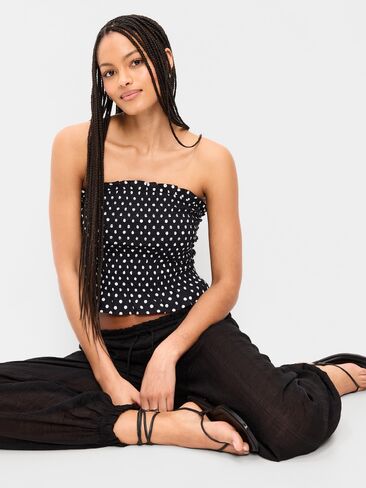 Old Navy Smocked Bodice Tube Top - Black Dots in Saudi Arabia