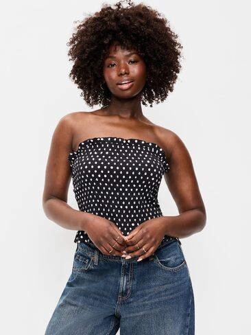 Old Navy Smocked Bodice Tube Top - Black Dots in Saudi Arabia
