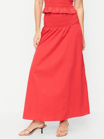 Old Navy Twill Smocked-Waist Maxi Skirt - Scotty Red in Saudi Arabia