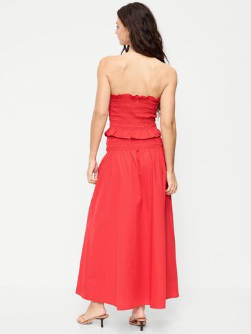 Old Navy Twill Smocked-Waist Maxi Skirt - Scotty Red in Saudi Arabia