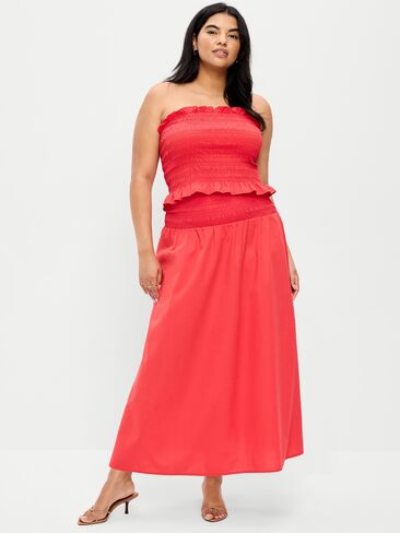 Old Navy Twill Smocked-Waist Maxi Skirt - Scotty Red in Saudi Arabia