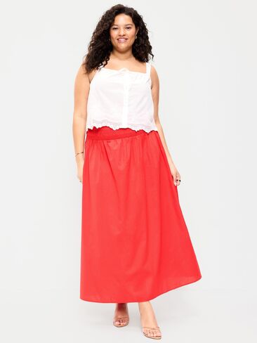 Old Navy Twill Smocked-Waist Maxi Skirt - Scotty Red in Saudi Arabia