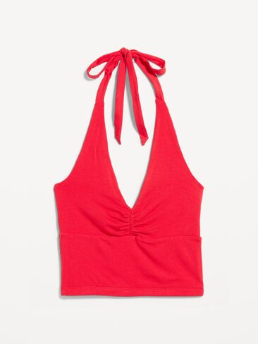 Old Navy Short-Sleeve Jersey Smocked-Front Top - Scotty Red in Saudi Arabia