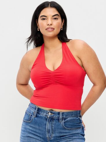 Old Navy Short-Sleeve Jersey Smocked-Front Top - Scotty Red in Saudi Arabia