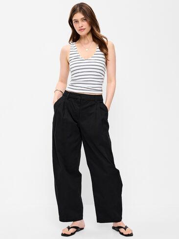 Old Navy Mid-Rise Twill Barrel-Leg Pants - Black Jack in Saudi Arabia