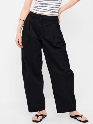 Old Navy Mid-Rise Twill Barrel-Leg Pants - Black Jack in Saudi Arabia